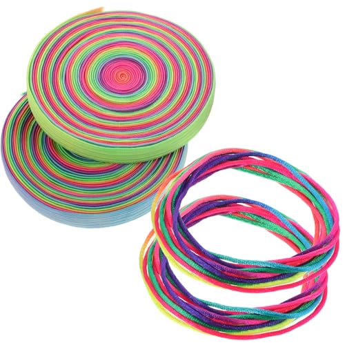Alasum Cuerdas para Saltar Elásticas de Goma 6 M y 1,6 M, 4 Piezas Color Arcoíris, Banda Ancha para Ejercicio Fitness al Aire Libre y Juegos Infantiles
