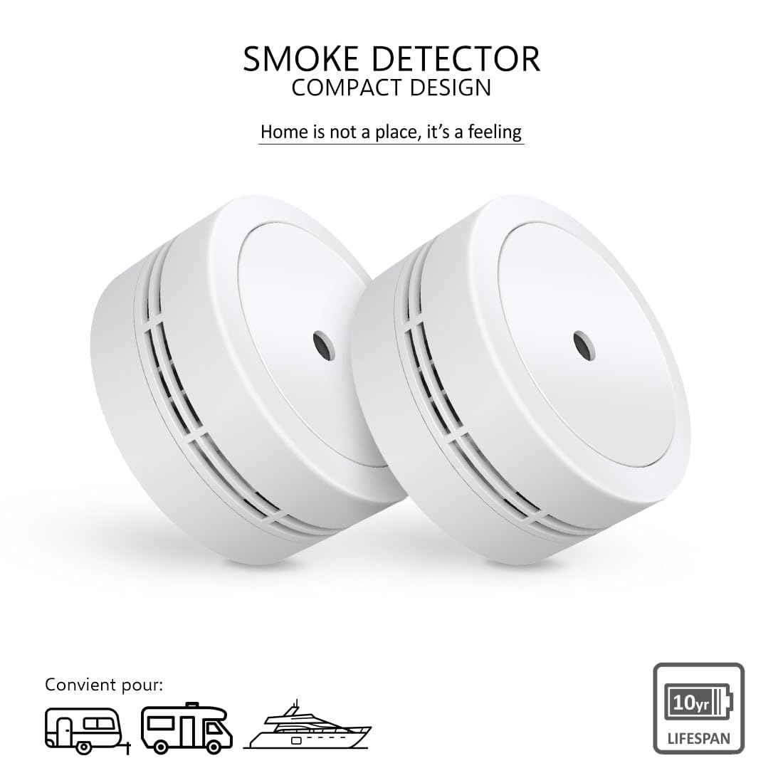 ELRO FS7810 Détecteur de Fumée Compact Design 2-Pack - avec Batterie de 10 Ans- 10 Ans de Garantie