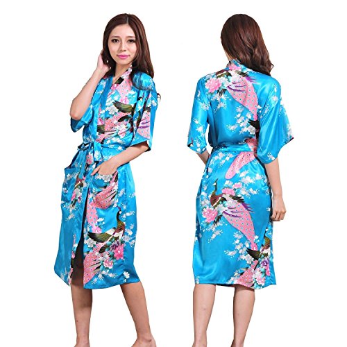 JCNCE Sexy Satin Japanese Peacock Kimono Dressing Gown Bath Robe Babydoll Nightwear -Women Lady Girl Bride Kimono Bath Robe Night Dress Gown (2XL, Turquoise) JCNCE Sexy Satin Japanese Peacock Kimono Dressing Gown Bath Robe Babydoll Nightwear -Women Lady Girl Bride Kimono Bath Robe Night Dress Gown (2XL, Turquoise)