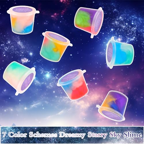 Image of 64 Pack Mini Bulk Galaxy Slime Kit Party Favors, Stretchy, Stress Relief, and Safe for Girls and Boys Classroom Reward, Easter Party Supplies,End of Year Student Gifts