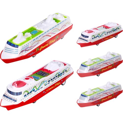 5Pcs Pull Back Cruise Ship Toy Set - Friction Powered Bath & Pool Play Boats - Educational & Imaginative Play for Kids (Random Styles)