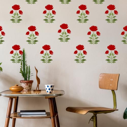 NAKLEO Malschablone für Handwerk A5 15x21cm, Orientalischer Mohn – Ansicht 2