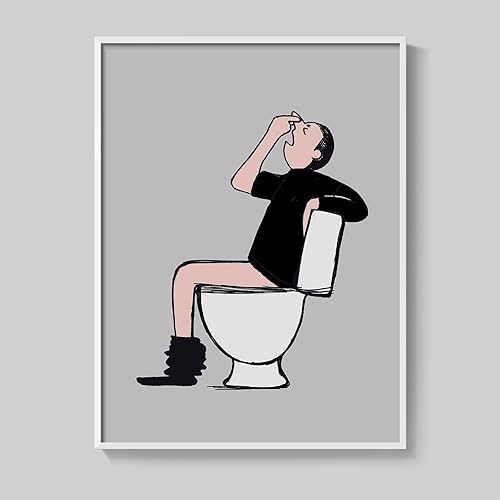 Miniatura 23 de Arte de pared divertido de vaca de las tierras altas enmarcado para baño, 4 piezas de divertidos animales, impresiones artísticas azul marino, linda