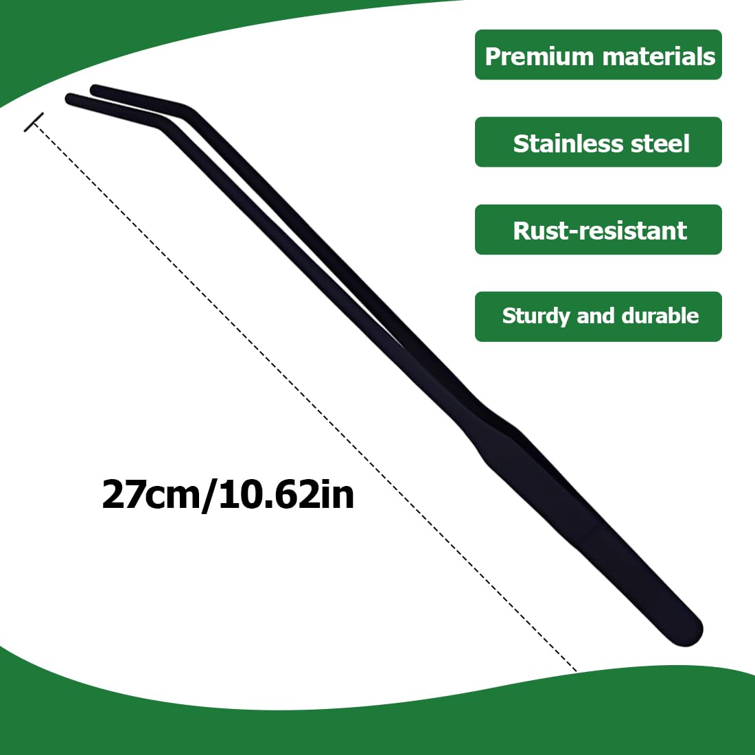 1 pièce Pince à Aquarium, Pince à Nourriture Longue en Acier Inoxydable pour Reptiles et Plantes Aquatiques (27 cm Courbée) (Noir)