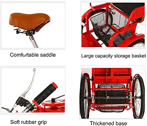 Triciclo para adultos, triciclos para compras y viajes, bicicleta de 3 ruedas para mayores con asiento trasero y canasto grande para compras, frenos duales y horquilla delantera amortiguada miniatura 4