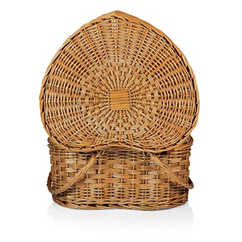 Picnic Time Heart Wicker Picnic Basket, 2 Person Set, Couple Gifts, (Antique White) #TOP5
