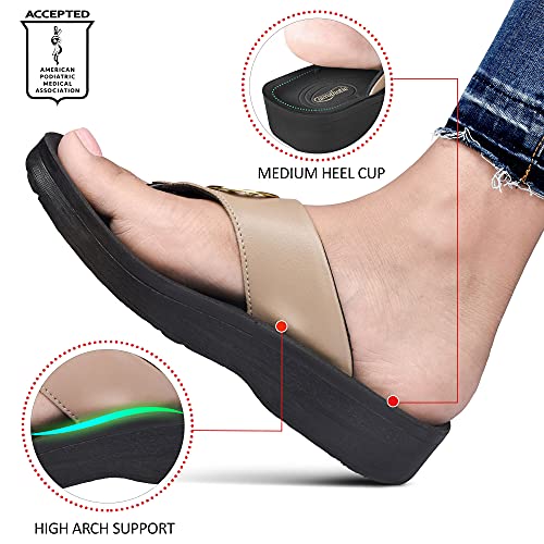 Aerothotic Hazel Casual Arch Supportive Thong Sandals For Women (6, Hazel Beige, Numeric_6) #TOP2