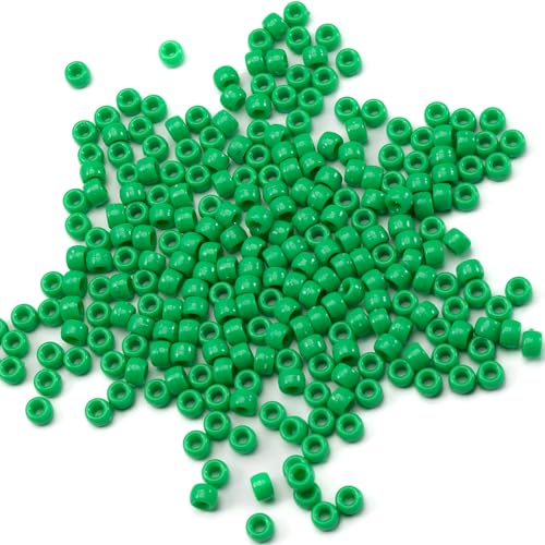 Image of 1000 Pcs Acrylic Pony Beads 6x9mm Bulk for Bracelet Necklace Jewelry Making Earring Hair Braiding Kandi Beads (green2)