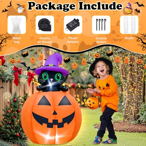 4FT Halloween Inflatable Blow up Lifting Cat Pumpkins Indoor Decoration - image 4