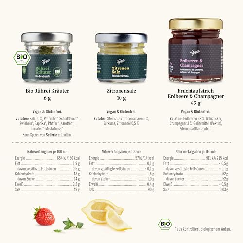 Gepp’s Feinkost Oster Geschenkset „Frohe Ostern“ I Kleines Ostergeschenk für Männer & Frauen mit Fruchtaufstrich, Rührei-Kräutern & Zitronensalz I Gourmet Oster Geschenkset ohne künstliche Zusätze