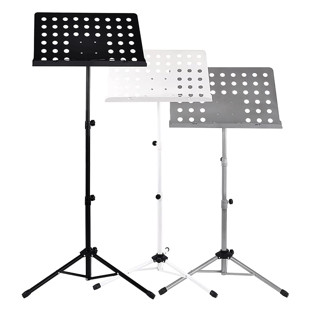Leggio per spartiti, leggio Portatile in Metallo, libreria Pieghevole per la casa, Adatto per concerti all'aperto (Bianco)