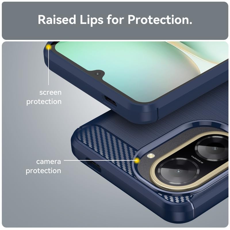 Image of Hybrid Carbon Fiber Back Case for Redmi A5 / Poco C71 (Blue)