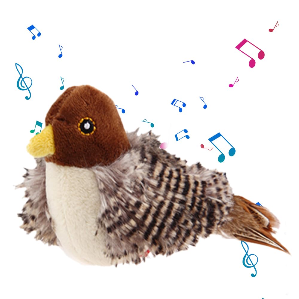 Interactive Cat Toys, 2025 New Flapping Bird Cat Toy, Cat Toys for Indoor Plush Simulated Chirping Bird, Stimulate Hunting Instincts Melody Chaser Pet Bird Interactive Cat Toy (Bird, 1)
