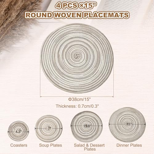 Sets de table ronds tissés haut de gamme 38 cm résistants chaleur - 3