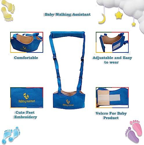 Image of Baby Walking Harness - Handheld Kids Walker Helper - Toddler Infant Walker Harness Assistant Belt - Child Learning Walk Support Assist Trainer Tool - for 7-24 Month Old (Blue)