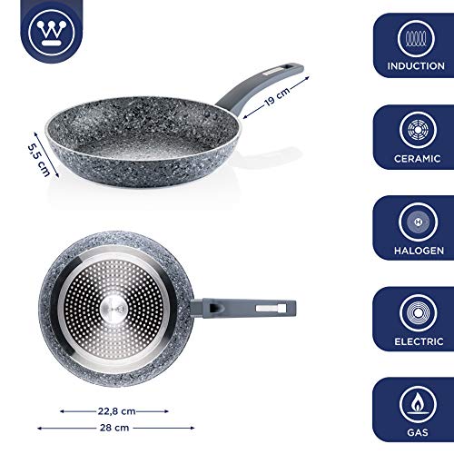 Image of Westinghouse Granite Series 30 cm Non Stick Frying Pan (11.8 inch) | 3 Layer Non-Stick Marble Coated Surface, Forged Aluminum Fry Pan for Gas, Electric, Halogen, Ceramic, and Induction Cooktops