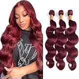 Burgundy Body Wave Bundles 24-28 inch Brazilian Virgin Remy Hair Extensions Double Weft Body Wave Human Hair Weave