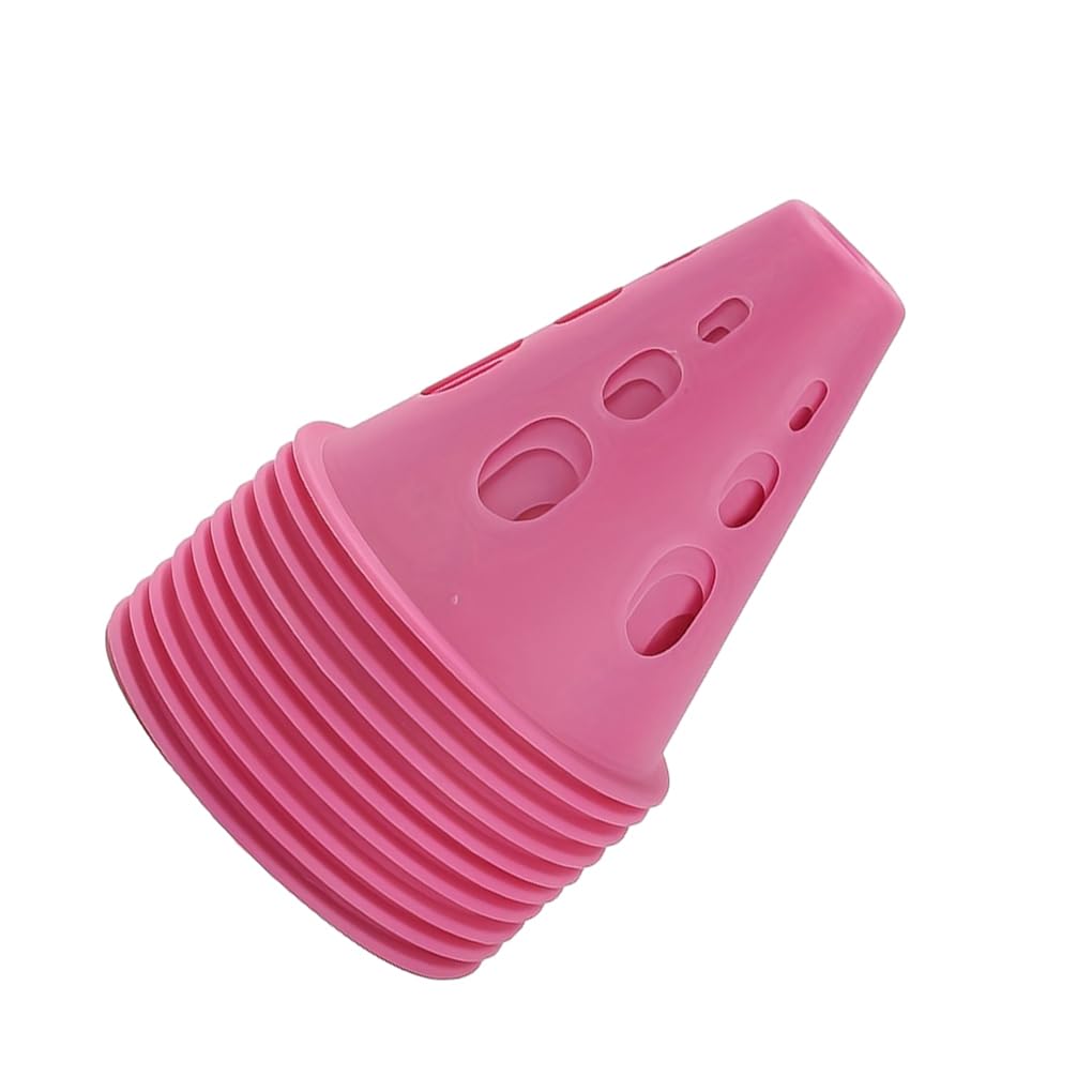 Zymoplas 10pcs Bright-colored Hollow Windproof Roller Skating Pile For Effective Traffic Control Plastic Soccer Training Cone, pink