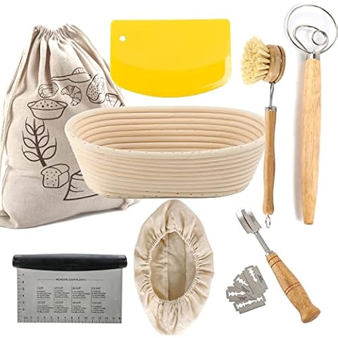 grandtobuy Rattan Bread Proofing Basket Set Sourdough Bannetons Proving Basket Bread Baking Mold Tools Fermentation Basket Cover