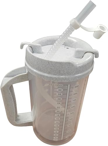 Miniatura 1 de 1 jarra Medegen Roommates aislada con popote translúcido con granito y mango de 32 onzas, modelo H206-01