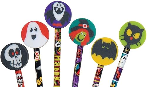 Miniatura 3 de Geddes - Plumas de Halloween surtidas con borrador gigante en la punta. 36 unidades