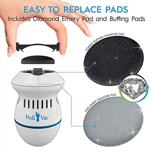 Pedi Vac by Ped Egg - Callus Remover for Feet with Built-in Vacuum Removes Dead Skin from Feet with 2000 RPMs - Electric Callus Remover Sucks Up Shavings for Mess-Free Exfoliation