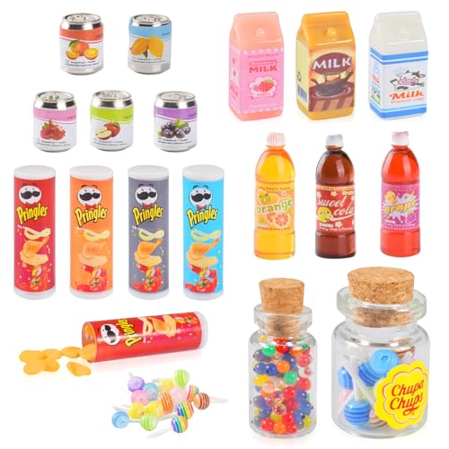 Funmo Comida y Bebida en Miniatura, Muñecas Mini Alimentos Bebidas, Mini Comida Juguete, Modelo De Merienda Juego De Bocadillo De Muñecas Accesorios para Casas De Muñecas