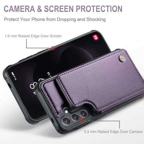 Vinich for Samsung Galaxy S26 Wallet Case with Card Holder, Purple