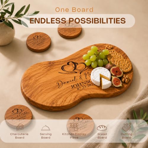 Personalized Olive Wood Cutting Board, Engraved Custom Family Name - Image 3