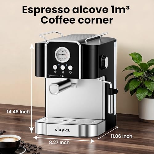 Image of Espresso Machine with 20 Bars, Professional Espresso Coffee Maker with Milk Frother for Milk, Cappuccino, Espresso Coffee Maker with Removable 1.8L Water Tank,