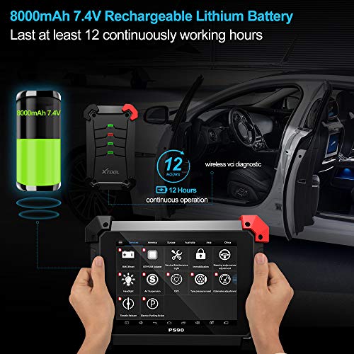 XTOOL PS90 Tablet PC OBDII Code Reader Full System Diagnostic Tool for Oil Reset/EPB/BMS/SAS/DPF/TPMS Relearn and Key Immobilizer