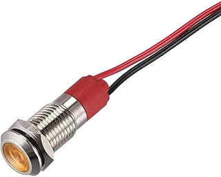 Tool parts Indicator Light 12V 8mm Panel Mount Yellow LED Metal Shell With 1M Cable 3Pcs