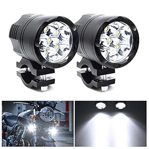 2PCS 60W Feux Antibrouillard LED Moto,6 LEDs Phare Moto Feux Additionnels LED Phares Avant Moto Anti Brouillard Projecteur Spot LED Etanche 6000LM pour 12-24V Véhicules Motos Vélos Voitures Camion