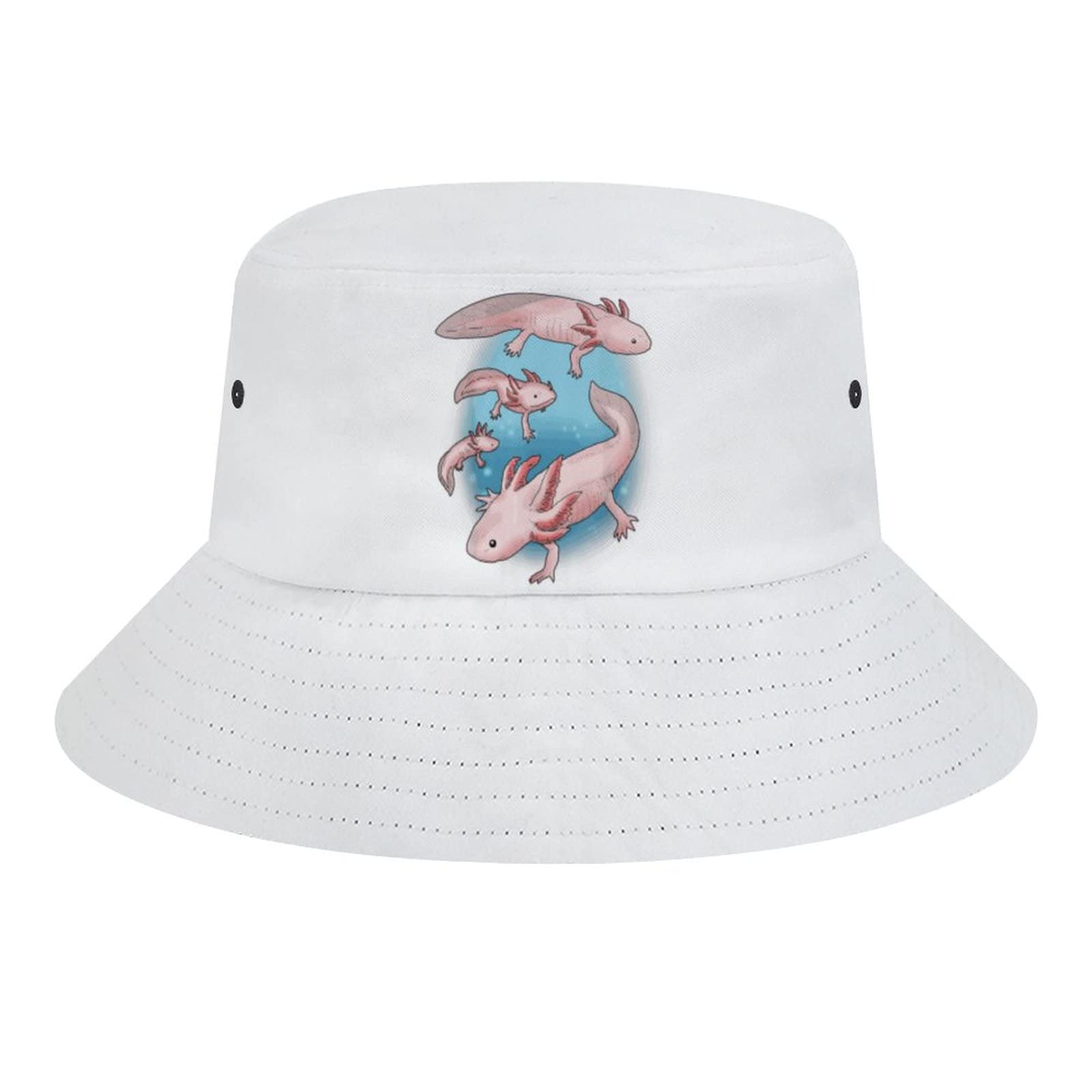 Axolotl Cute Bucket Hat Unisex Travel Sun Fisherman Hats Summer Beach Lightweight Outdoor Cap for Men Women Boys Girls Kids