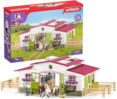 SCHLEICH Horse Club | Reiterhof mit Reiterin und Pferden 42344 | Set inkl. Mädchenfigur, 2 Pferden & Zubehör | tolles Geschenk für Kinder | Spielzeug ab 5 Jahren | 97 Teile | exklusiv bei Amazon
