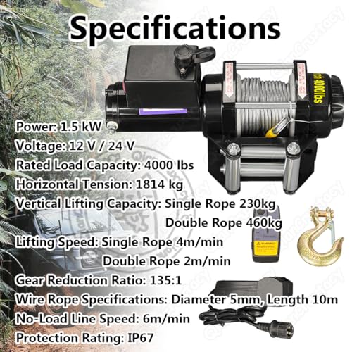 Electric Recovery Winch Kit 3500 lbs con Control Remoto miniatura 2