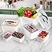 LUXEAR Larger 5PCS Fruit Storage Containers For Fridge, Produce Vegetable Saver Container with Lid Colander Vent Handle, BPA-Free Refrigerator Microwave Dishwasher Safe, Keep Fruits Veggie Food Fresh