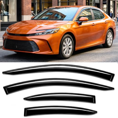 Image of 2025 2026 Tape-On Rain Guards for Toyota Camry Side Window Visor Deflectors, LE SE XLE XSE Nightshade, Durable Tinted Vent Shades