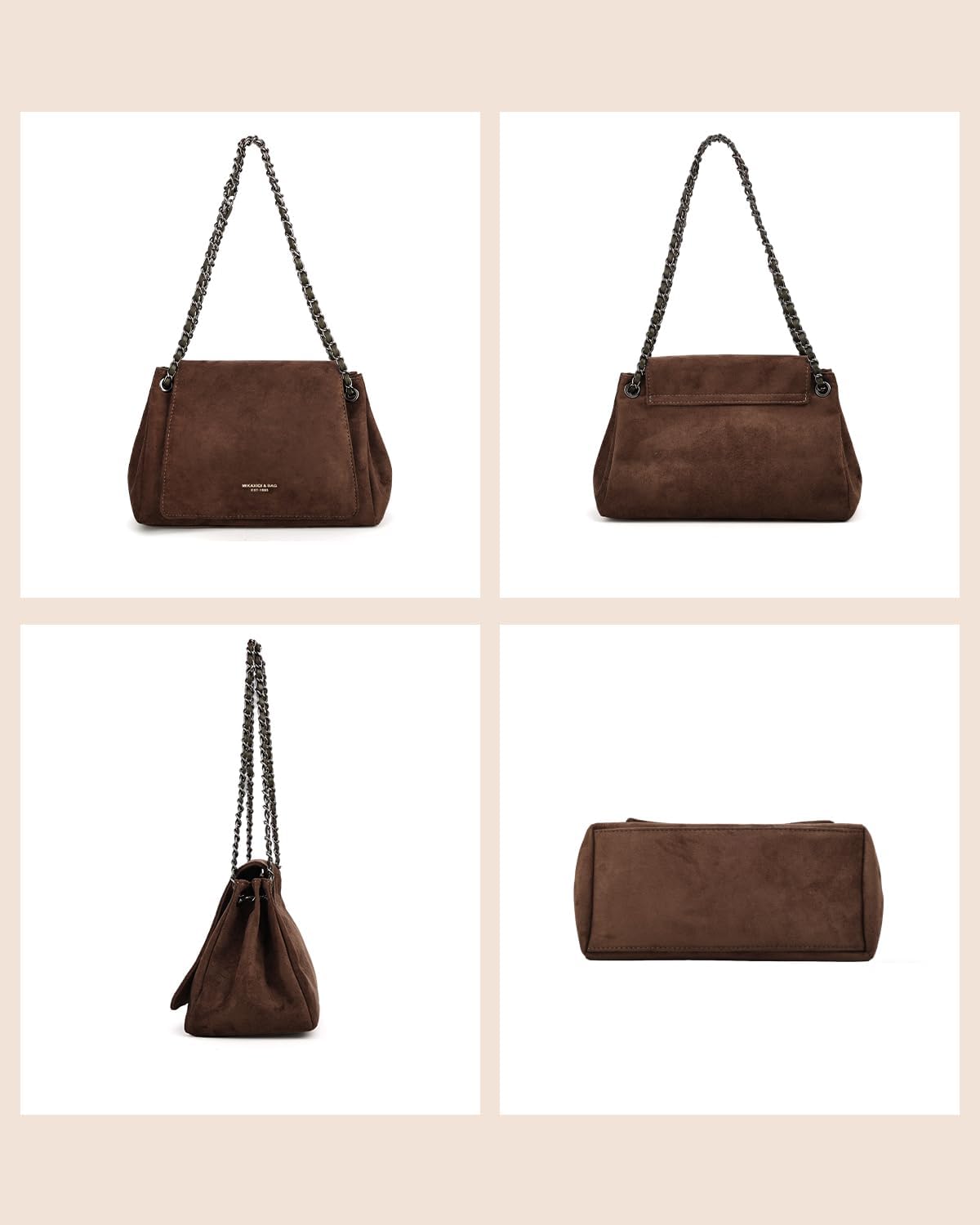 Slouchy Suede Shoulder Bag for Women, Trendy Soft Faux Suede Ruched Designer Crossbody Handbag Underarm Purses | Soft Suede Leather, unique strap, Ruched design, 3 carrying ways, Spacious capacity
