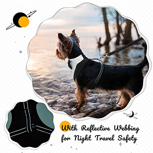 OUOBOB Tuxedo Dog Harness, Dog Vest with No Pull Dog Leash, Formal Puppy Harness with Bow Tie for Wedding, Breathable Mesh Dog Tuxedo Vest Harness, Pet Harness for Small Medium Dogs, Birthday Walking - Image 3