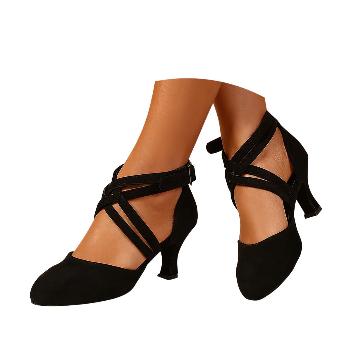 Minetom Damen Ballroom Latein Wildleder Tanzschuhe Salsa Tango Walzer Geschlossene Zehe Gesellschaftstanzschuhe Sandalen Mit Absatz
