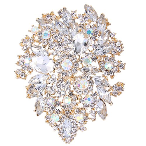 Image of EVER FAITH Women's Austrian Crystal Vintage Style Flower Leaf Cluster Brooch Pendant