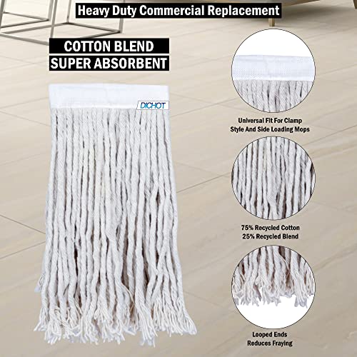 Image of Mop Heads 250GM Replacement Heavy Duty Commercial Grade Cotton Looped End Wet Industrial Cleaning Mop Head Refills (Pack OF10)