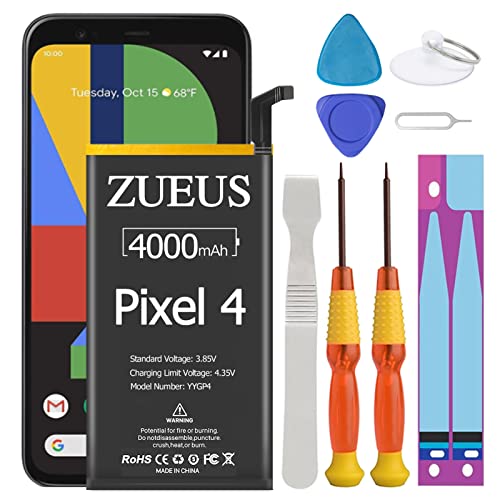 ZUEUS Google Pixel 4 Battery Upgraded 4000mAh Li-Polymer Battery Replacement for HTC Google Pixel 4 G020I-B with Screwdriver Tool Kit