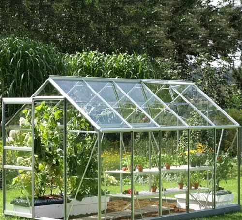 Vitavia - Serra Vermont, 2 x 3,2 m, vetro temperato, telaio in alluminio argentato, Vitavia Vermont 6200, 1,8 m, 5,1 x 3 m, 10,2 cm (2 x 3,2 m)