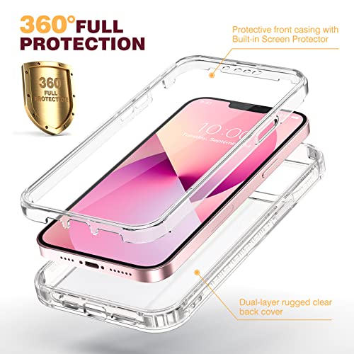 Diaclara Designed for iPhone 13 Case, Full Body Rugged Protection with Built-in Touch Sensitive Screen Protector, Soft TPU Bumper Case for iPhone 13 6.1" (Crystal Clear)