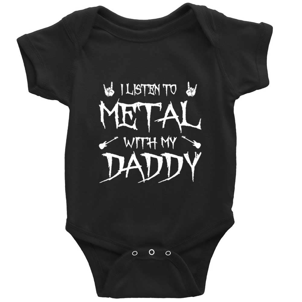 SiYooca I Listen To Heavy Metal With My Daddy Infant Rompers Short Sleeve Baby Bodysuit