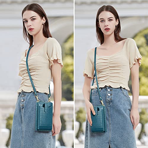 Image of Peacocktion RFID Crossbody Wallet Purse for Women Small Travel Cell Phone Purses Trendy Vegan Leather Bags with Card Slots