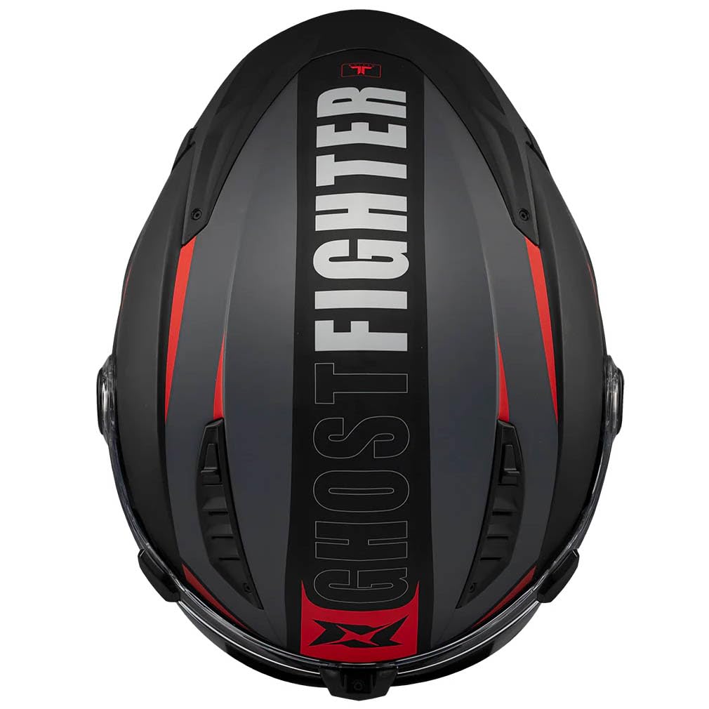 AXXIS Ghostfighter SV Maniac Negro Rojo Mate - Casco de Moto Modular Abatible Diseño Streetfighter con Visor Solar - Unisex Hombre y Mujer - Homologado P/J ECE 22.06