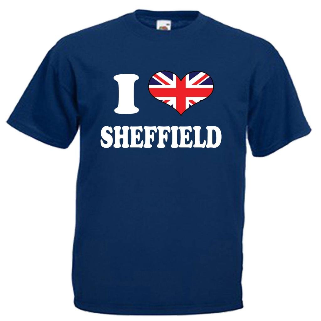 Shaniztoons Men's Deep Navy I Love Heart Sheffield T Shirt Small Navy
